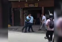 A los golpes se fueron un ciudadano y un agente de tránsito en Caldas