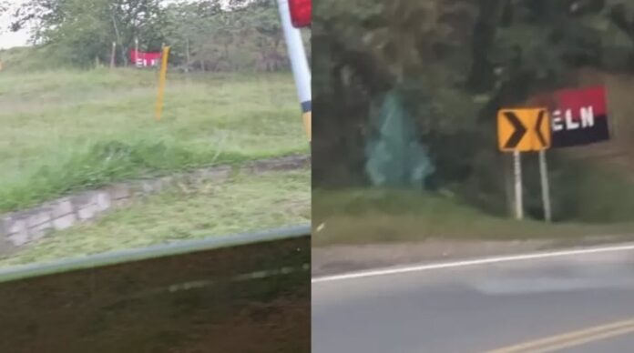 Imágenes de los diferentes puntos con las banderas del ELN