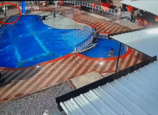 patrullera salvó a una niña que cayó a una piscina